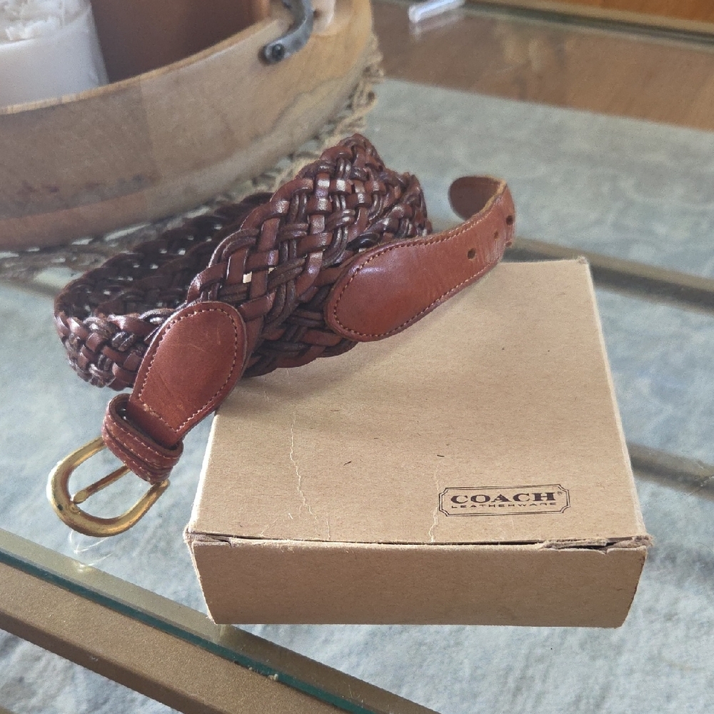 Coach Brown Braided Leather Belt Style 6302 Size 42